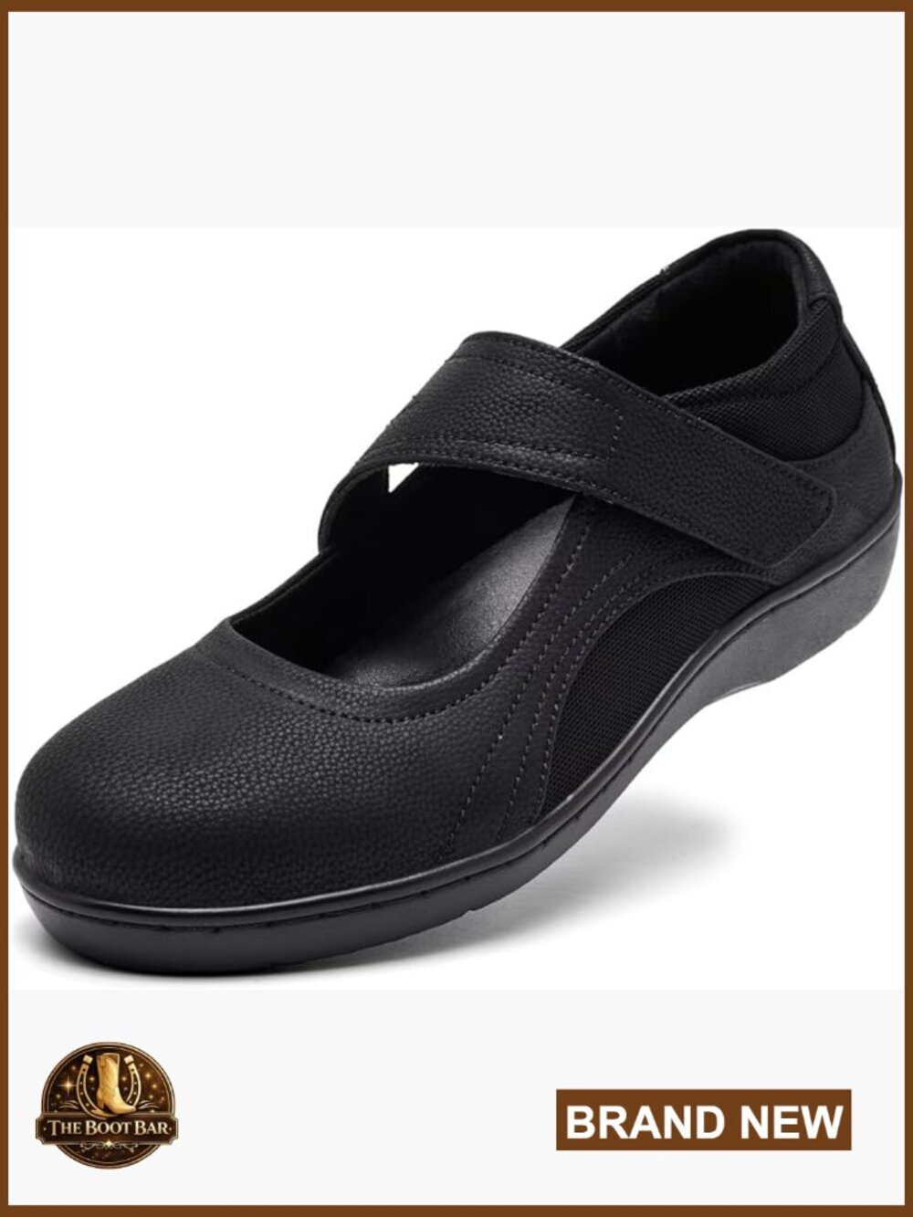 Women's Leather Mary Jane Flats Round Toe Casual Dress Shoes Non Slip Work Shoe